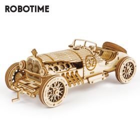 Robotime ROKR 3D Wooden Puzzle Toy Assembly Model Building Kits for Children Kids Birthday Gift MC401 Grand Prix Car