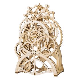 Robotime ROKR DIY 3D Wooden Puzzle Mechanical Gear Drive Pendulum Clock Assembly Model Building Kit Toys for Children LK501