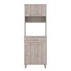 Newton 8-Shelf 1-Drawer 2-piece Kitchen Set, Kitchen Island and Pantry Cabinet White and Light Gray