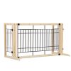 Wood Freestanding Pet Gate;  38"-71" Length Adjustable Dog Gate;  Safety Fence for Stairs Doorways;  Natural