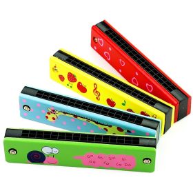 Cute Harmonica Montessori Educational Toy; Cartoon Pattern Children Wind Instrument Gift (Color: Yellow Cherry)