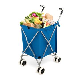 Water-Resistant Removable Folding Shopping Utility Cart (Type: Utility Cart, Color: Blue)