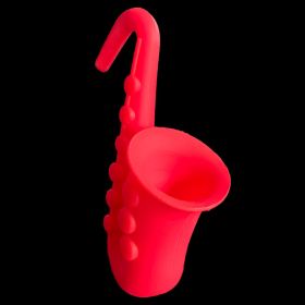 Horn Saxophone Shape Silicone Pot Cover Raised Overflow Preventer (Color: Red)