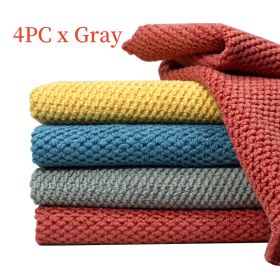 Household Daily Dish Towel Scouring Pad Kitchen Cleaning Towel (Option: Gray-30x30cm-4PCS)