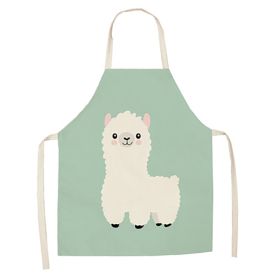 Cartoon Alpaca Cactus Cotton Linen Apron (Option: Style1-45x56cm)